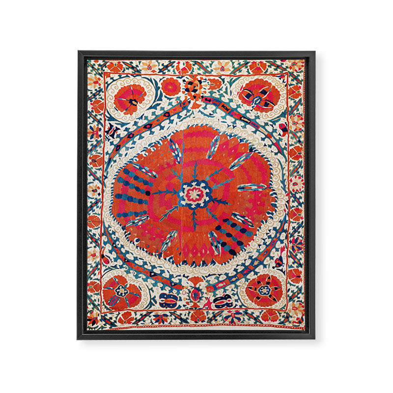 Large Medallion Suzani Bokhara Uzbekistan Embroidery Print Framed Canvas Print Gallery Image 3