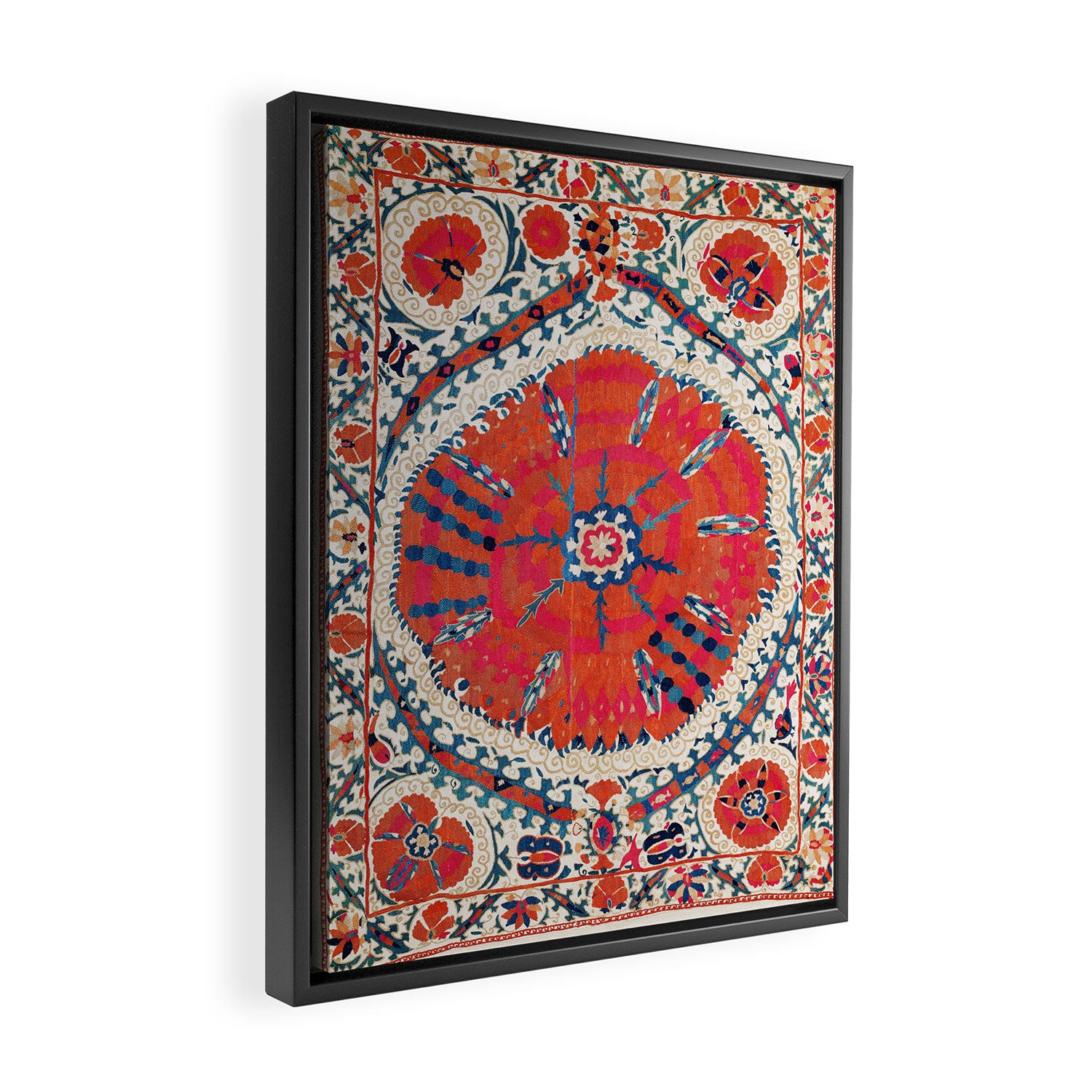 Large Medallion Suzani Bokhara Uzbekistan Embroidery Print Framed Canvas Print Gallery Image 2