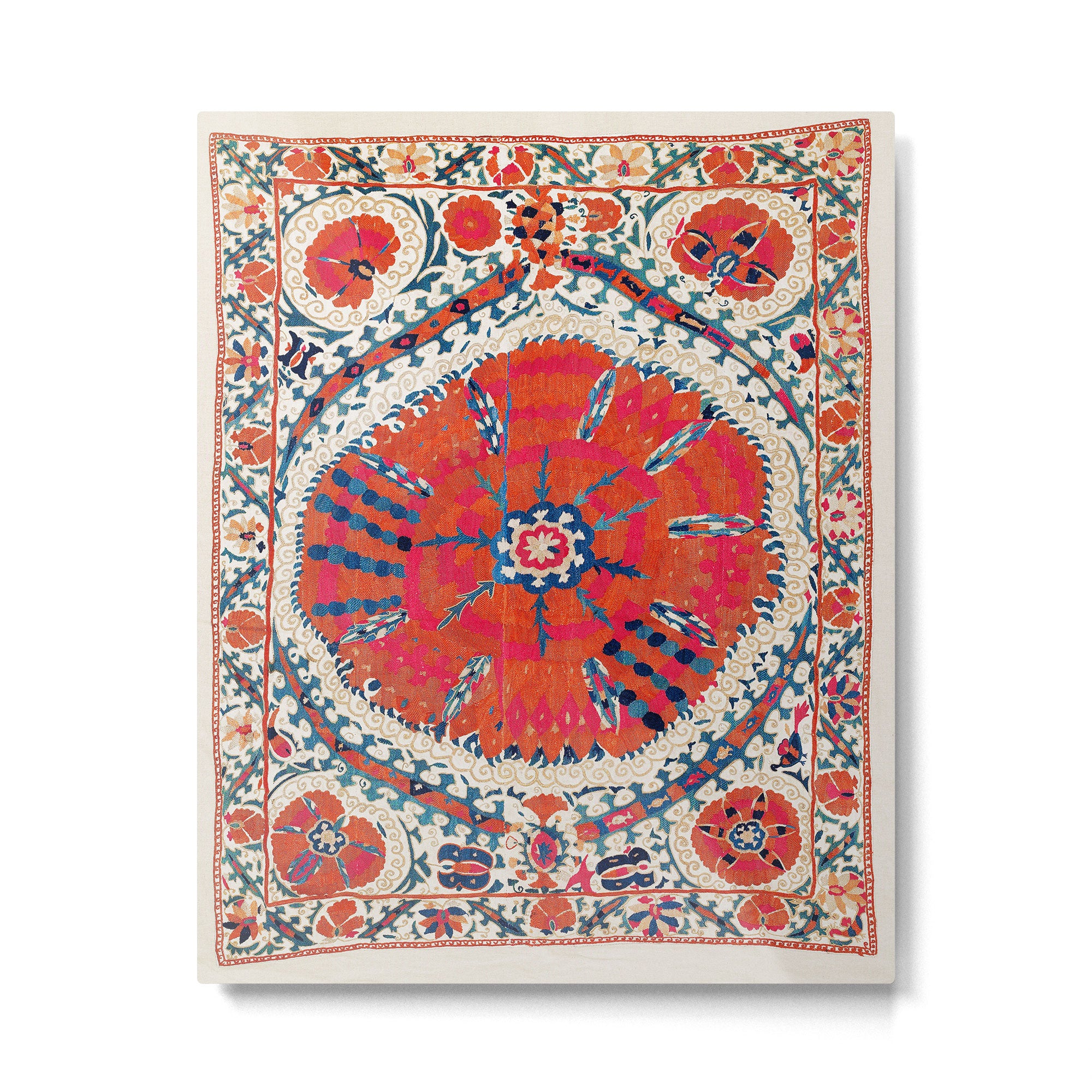 Large Medallion Suzani Bokhara Uzbekistan Embroidery Print Metal Print Gallery Image 4