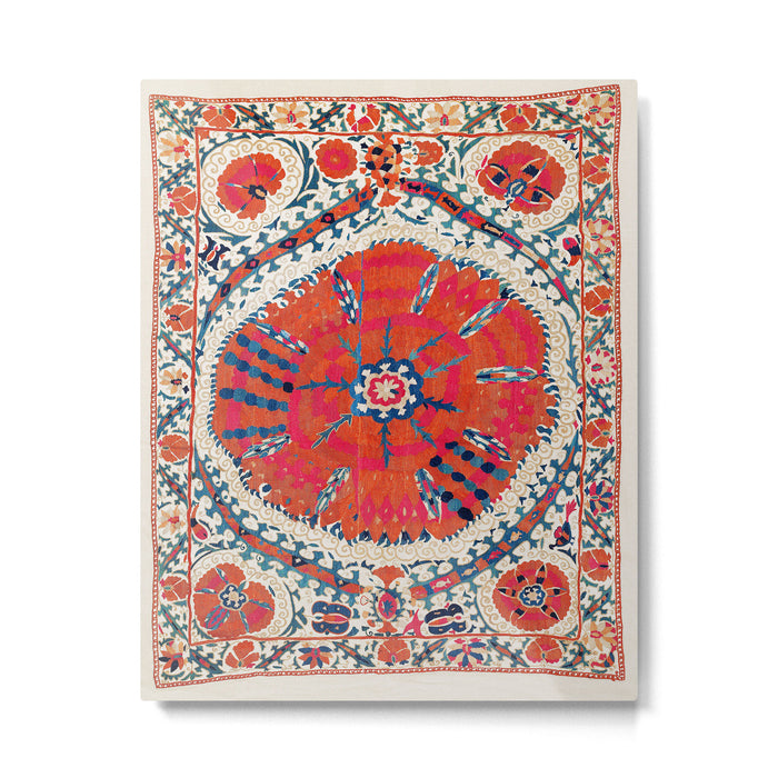 Large Medallion Suzani Bokhara Uzbekistan Embroidery Print Metal Print Gallery Image 1