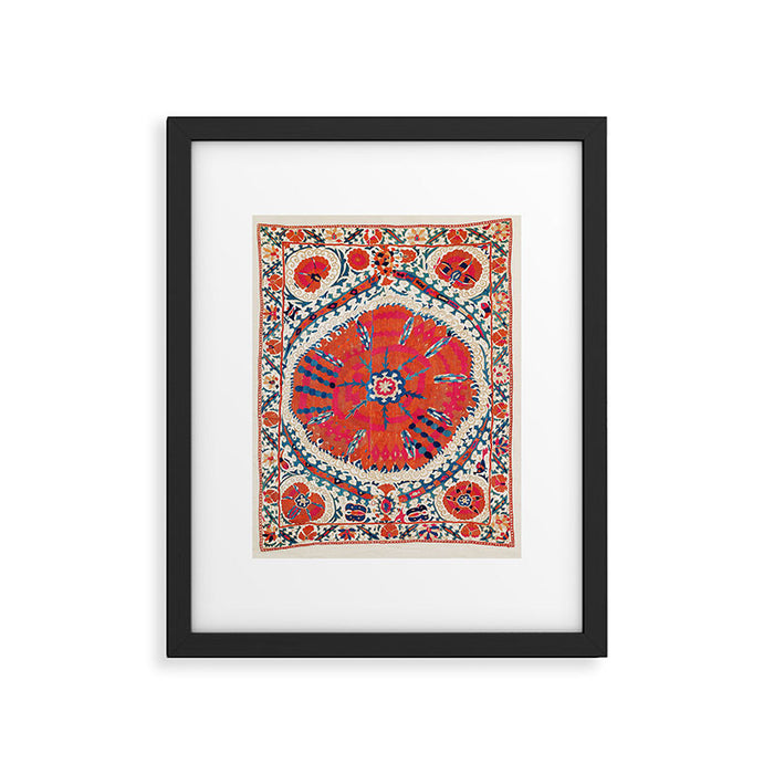 Large Medallion Suzani Bokhara Uzbekistan Embroidery Print Framed Art Print Gallery Image 1
