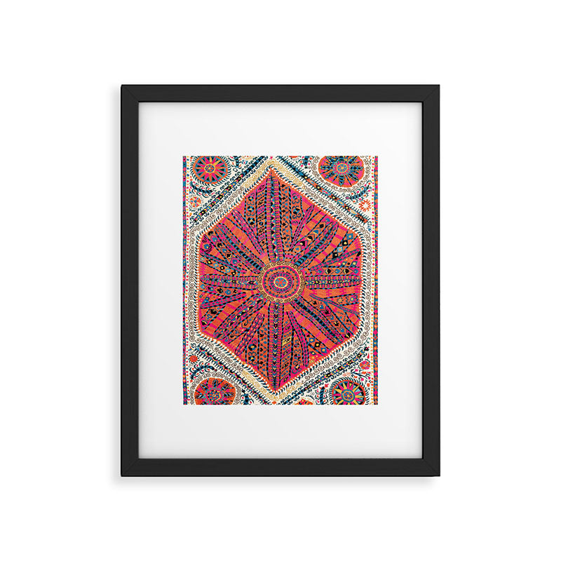 Large Medallion Suzani Bokhara Uzbekistan Embroidery Print Framed Art Print Gallery Image 5