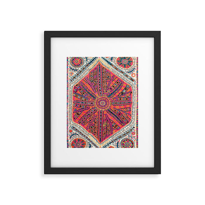 Large Medallion Suzani Bokhara Uzbekistan Embroidery Print Framed Art Print Gallery Image 1