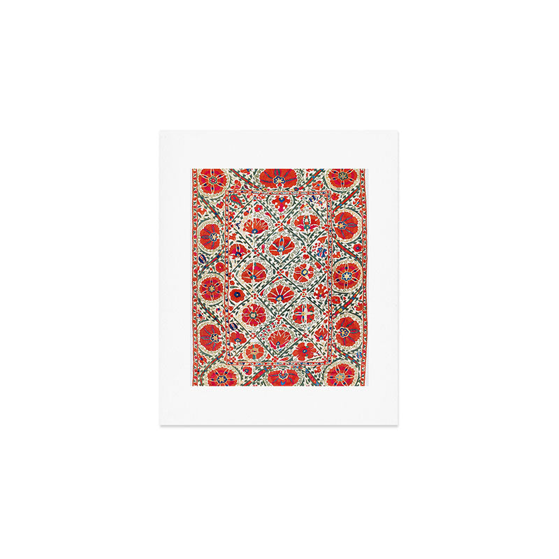 Large Medallion Suzani Bokhara Uzbekistan Floral Embroidery Print Art Print Gallery Image 1