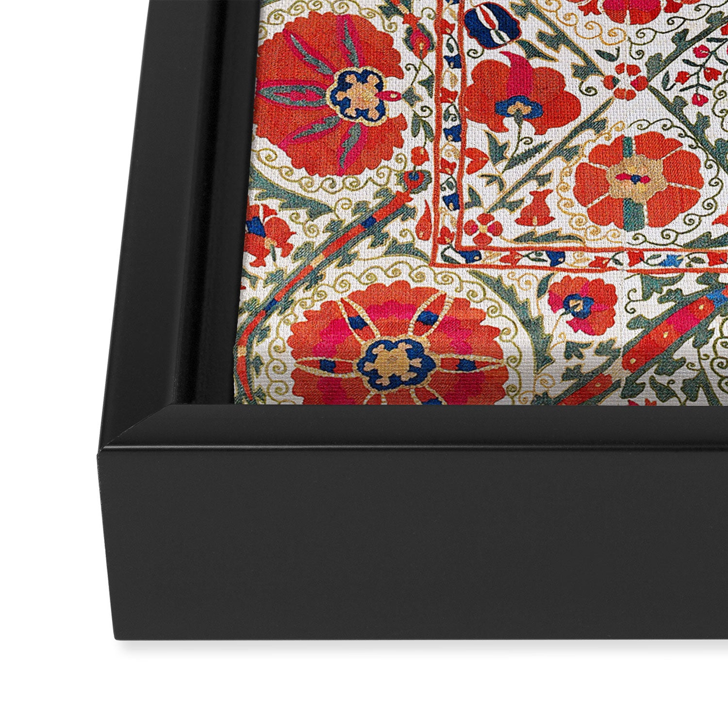 Large Medallion Suzani Bokhara Uzbekistan Floral Embroidery Print Framed Canvas Print Gallery Image 3