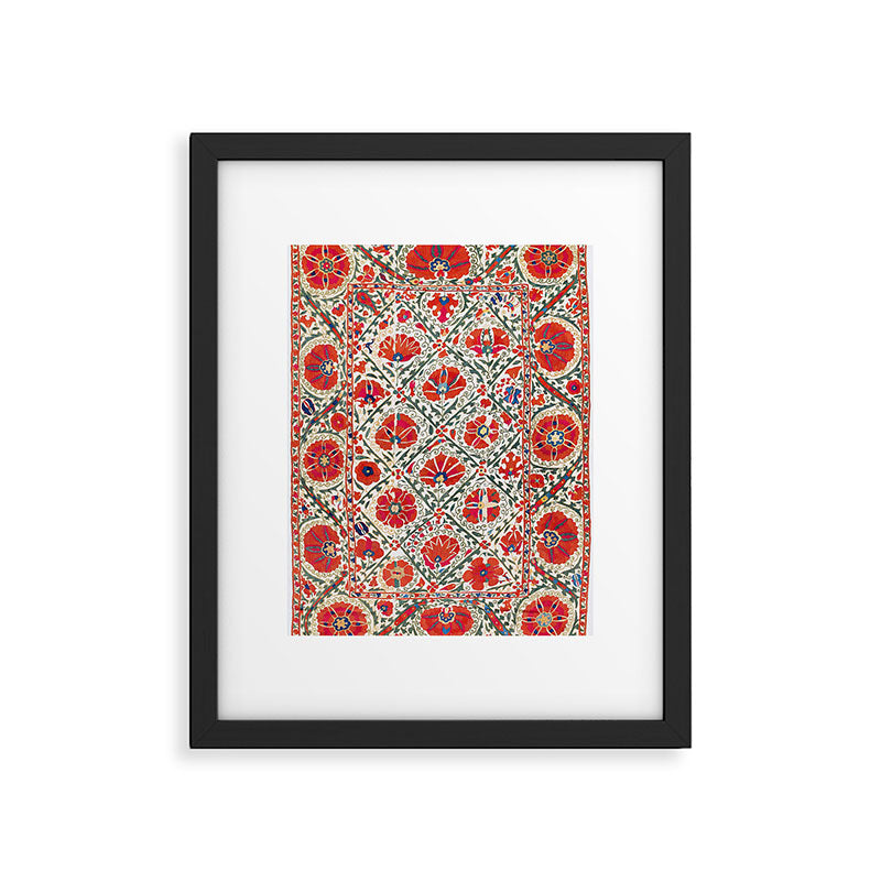 Large Medallion Suzani Bokhara Uzbekistan Floral Embroidery Print Framed Art Print Gallery Image 5