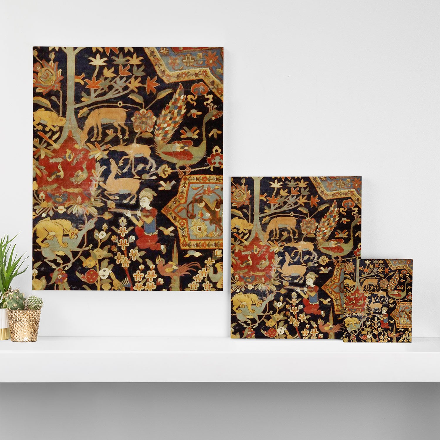 Mantes Antique Persian Animal Rug Print Canvas Print Gallery Image 3