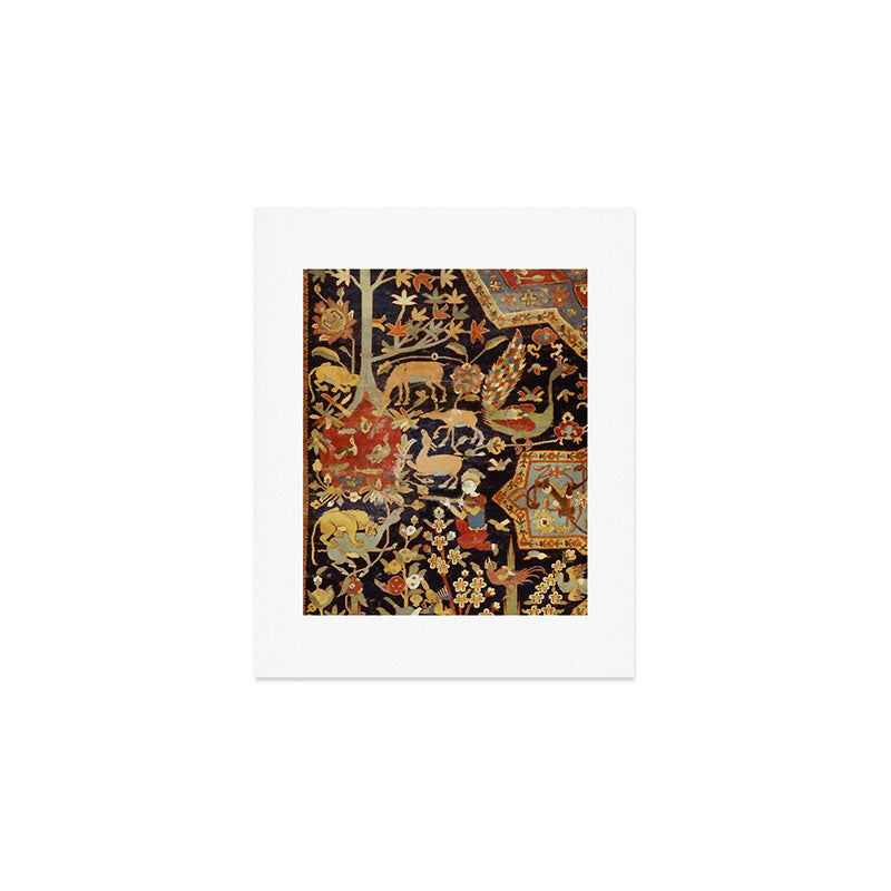Mantes Antique Persian Animal Rug Print Art Print Gallery Image 1