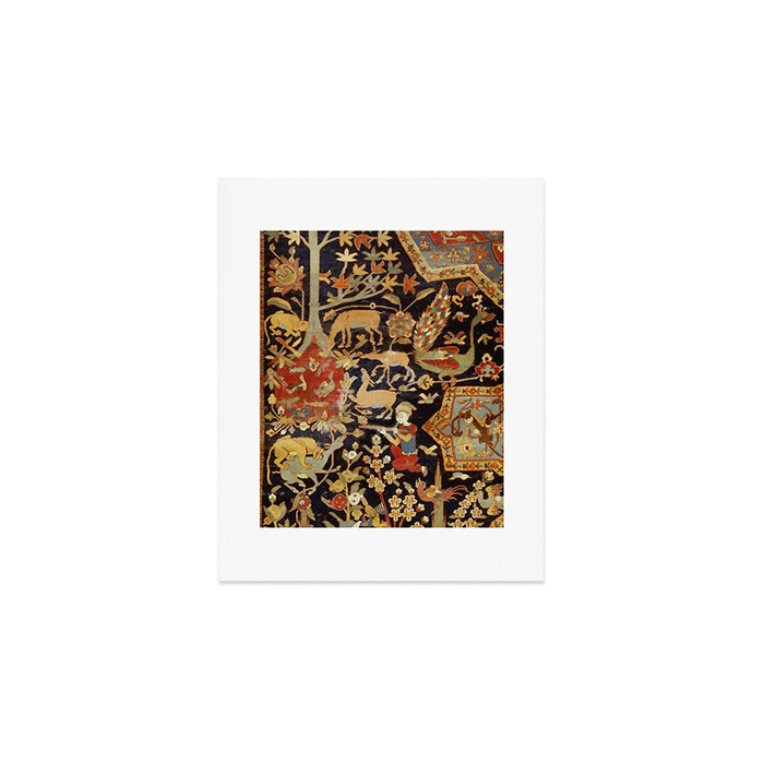 Mantes Antique Persian Animal Rug Print Art Print Gallery Image 1