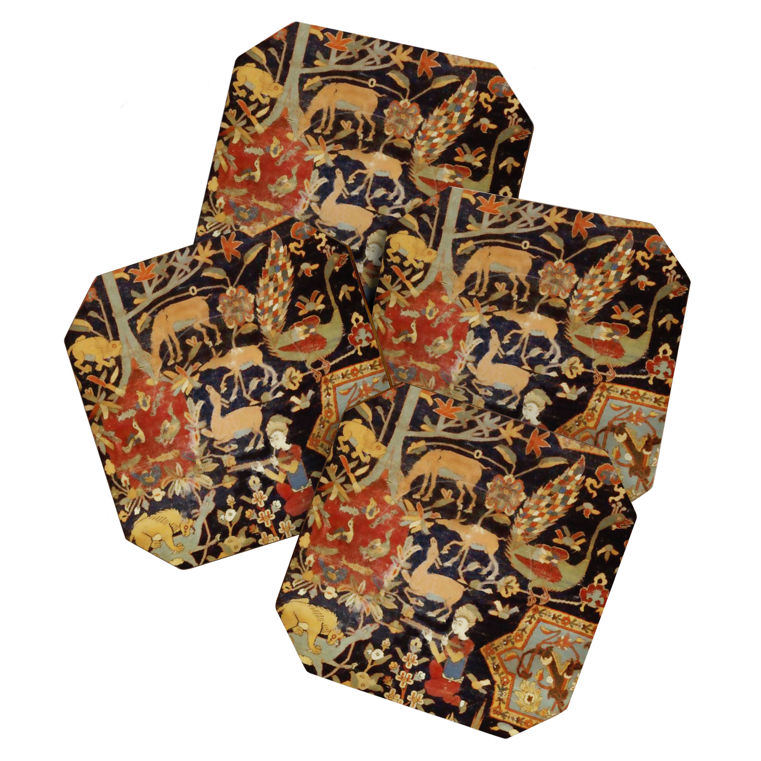 Mantes Antique Persian Animal Rug Print Coaster Gallery Image 1