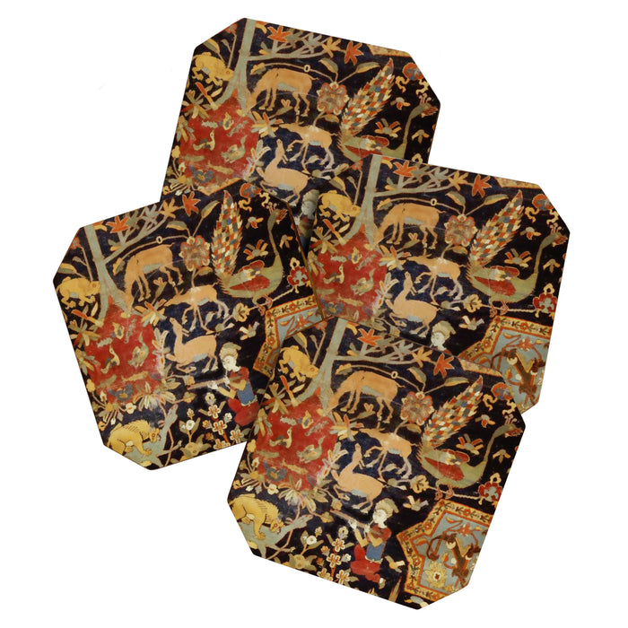 Mantes Antique Persian Animal Rug Print Coaster Gallery Image 1