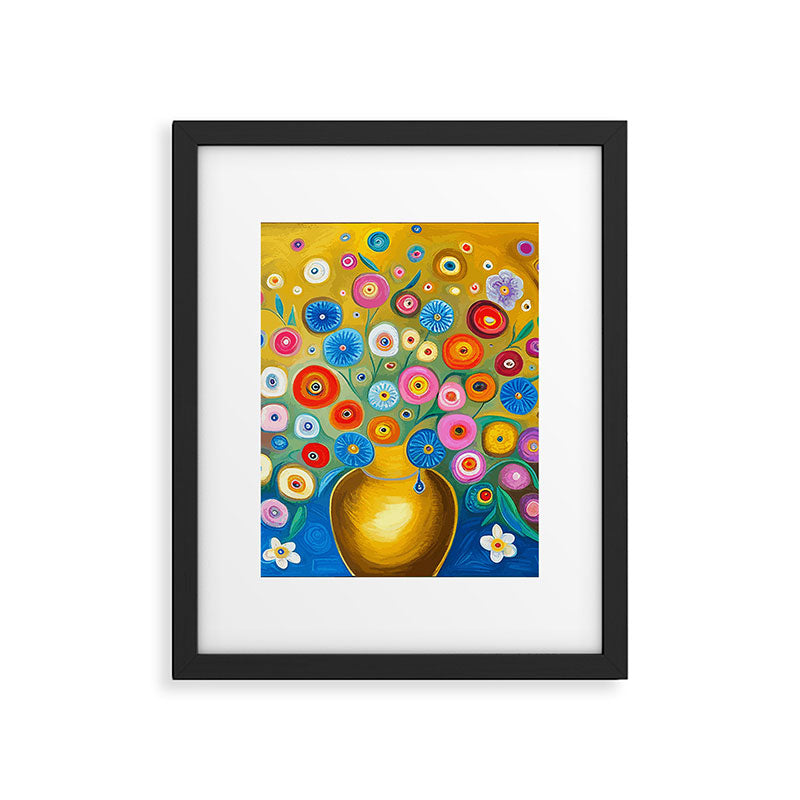 Many Abstract Flowers in a Gold Vase Framed Art Print Gallery Image 6