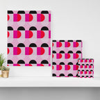 Mid Century Modern Pink Red Black Geometric Canvas Print Gallery Image 3