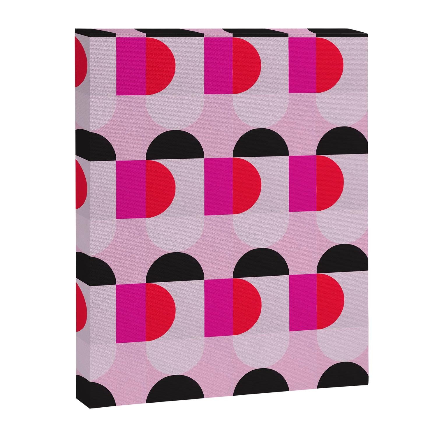 Mid Century Modern Pink Red Black Geometric Canvas Print Gallery Image 3