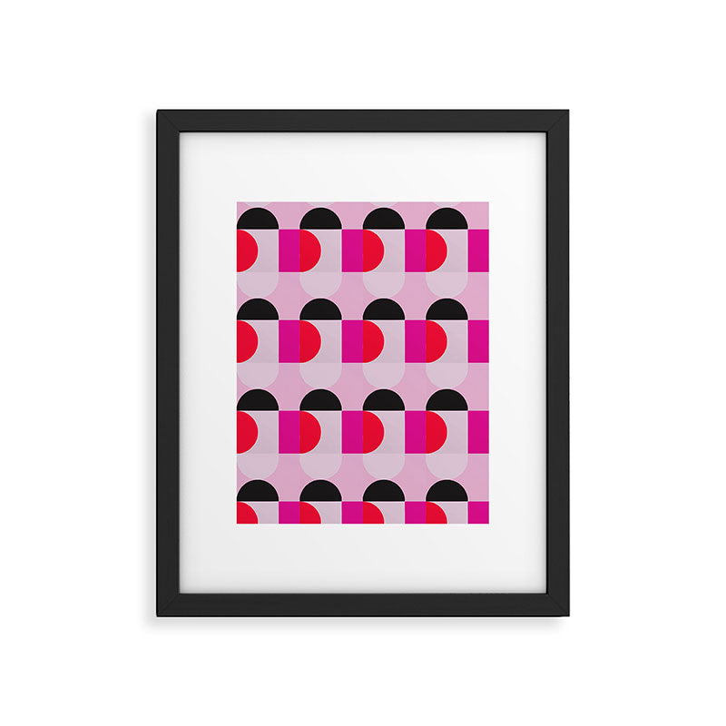 Mid Century Modern Pink Red Black Geometric Framed Art Print Gallery Image 4