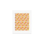 Mid Century Modern Pink Red Green Orange Geometric Art Print Gallery Image 1