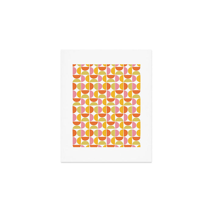 Mid Century Modern Pink Red Green Orange Geometric Art Print Gallery Image 1