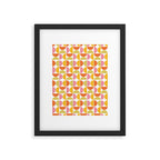 Mid Century Modern Pink Red Green Orange Geometric Framed Art Print Gallery Image 4
