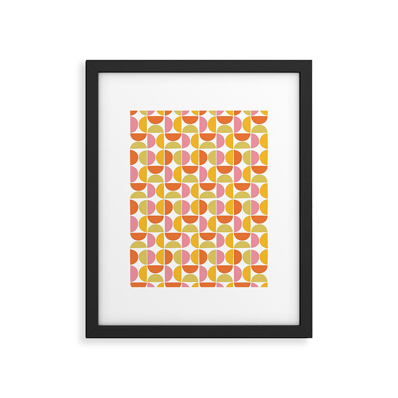 Mid Century Modern Pink Red Green Orange Geometric Framed Art Print Gallery Image 4