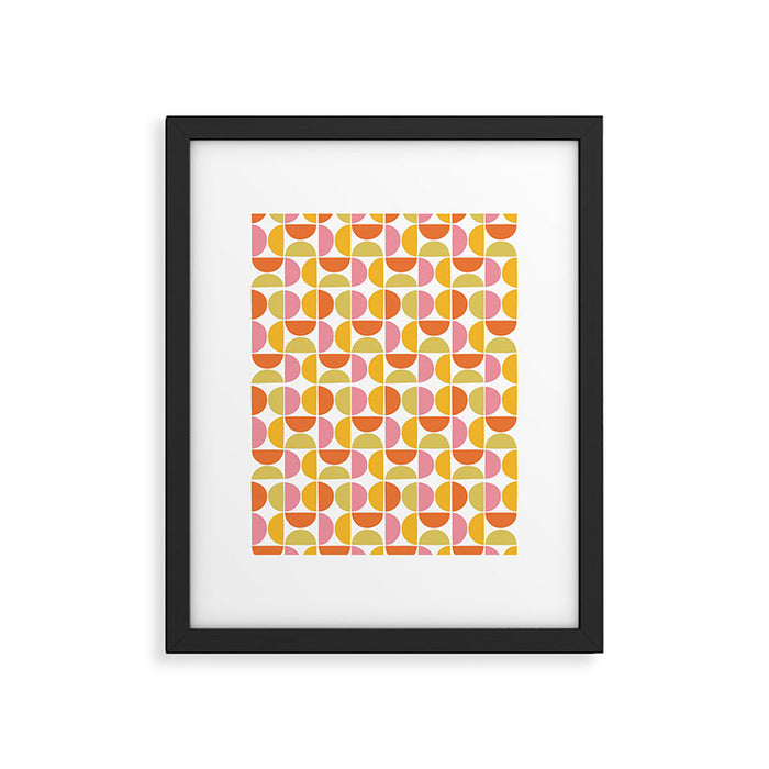 Mid Century Modern Pink Red Green Orange Geometric Framed Art Print Gallery Image 1