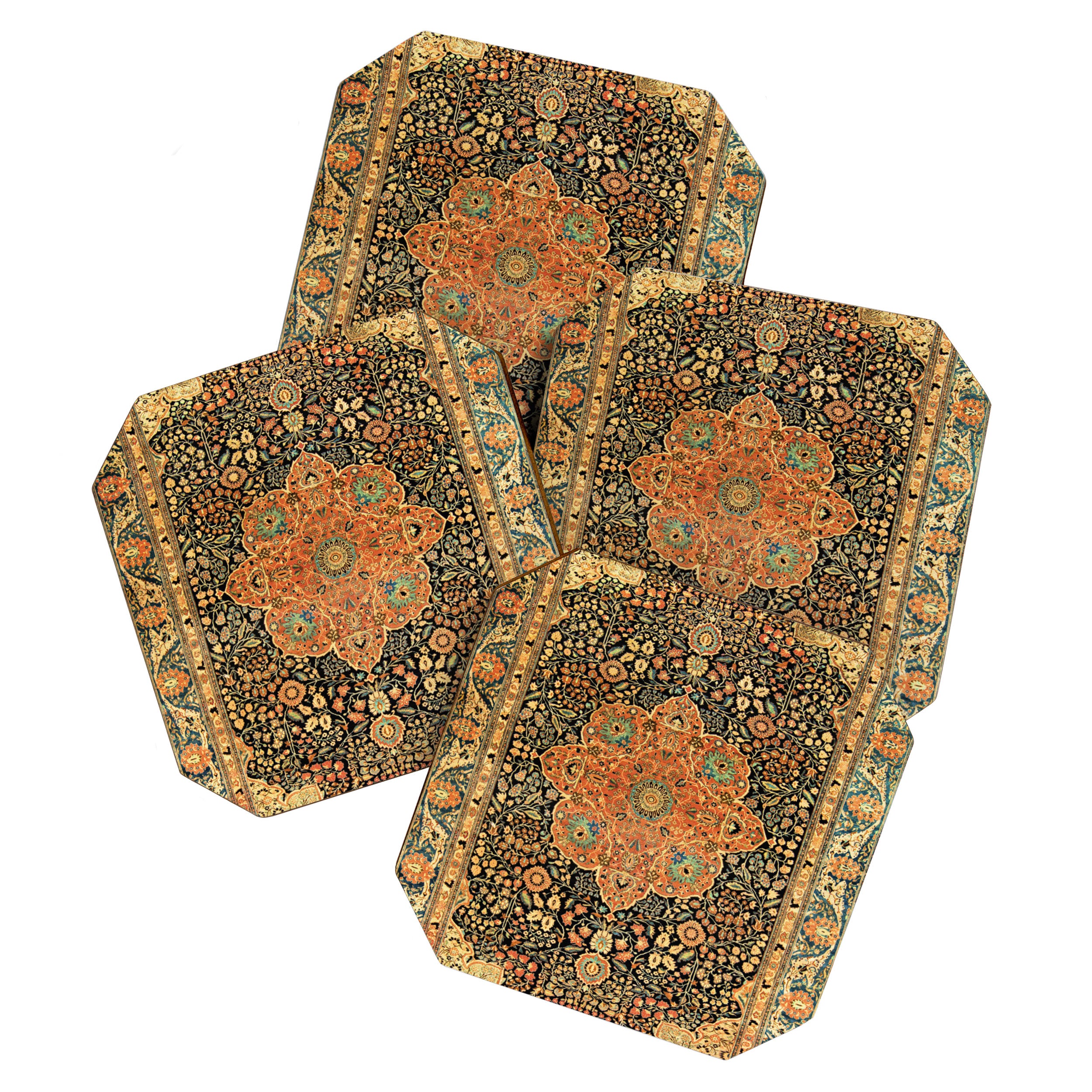 Mohtashem Kashan Vintage Persian Rug Print Coaster Gallery Image 1