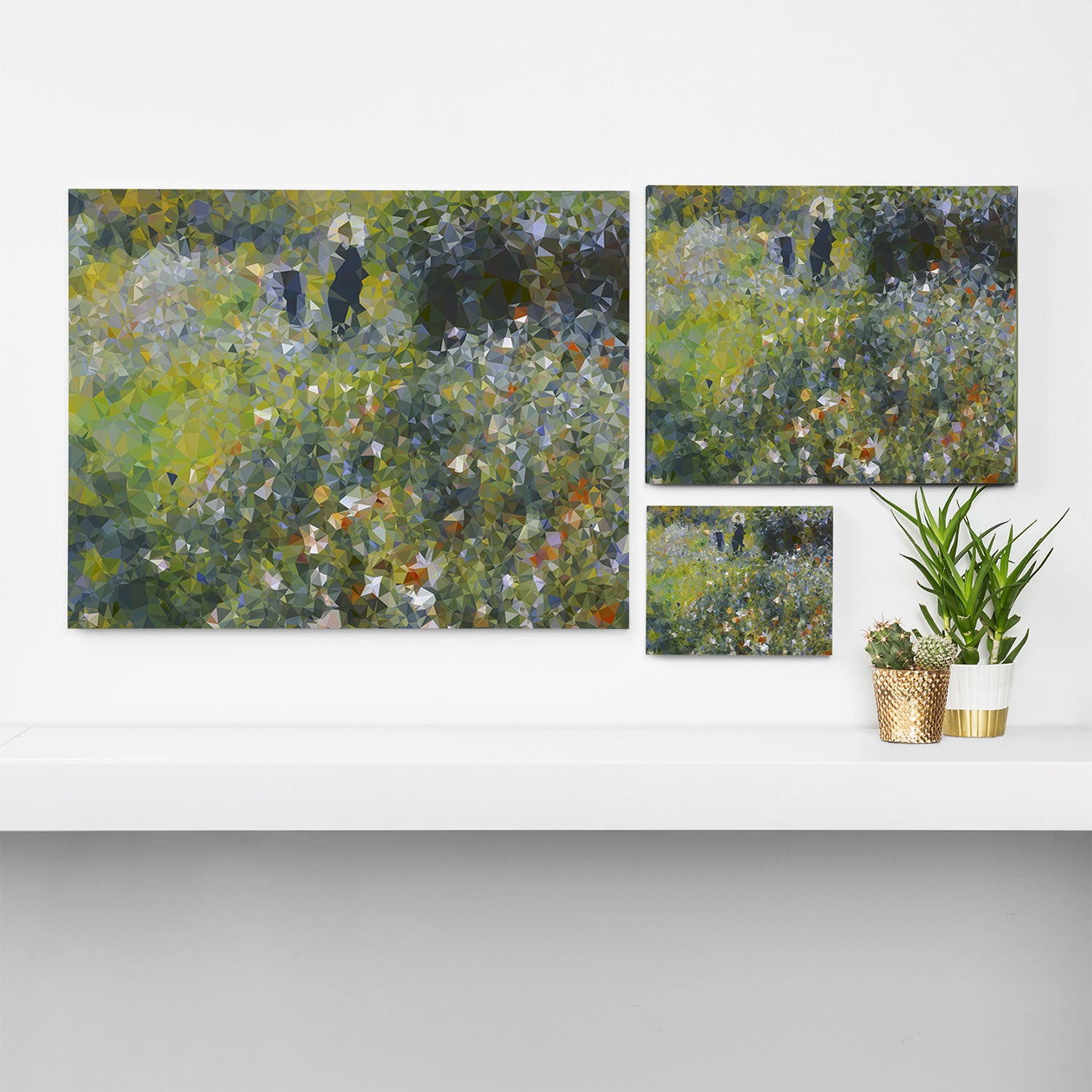 Monet Garden Low Poly Nature Art Canvas Print Gallery Image 3