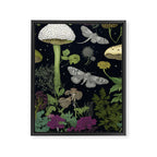 Mystery Night Garden with Moths Mushrooms and Hemlock Framed Canvas Print Gallery Image 3
