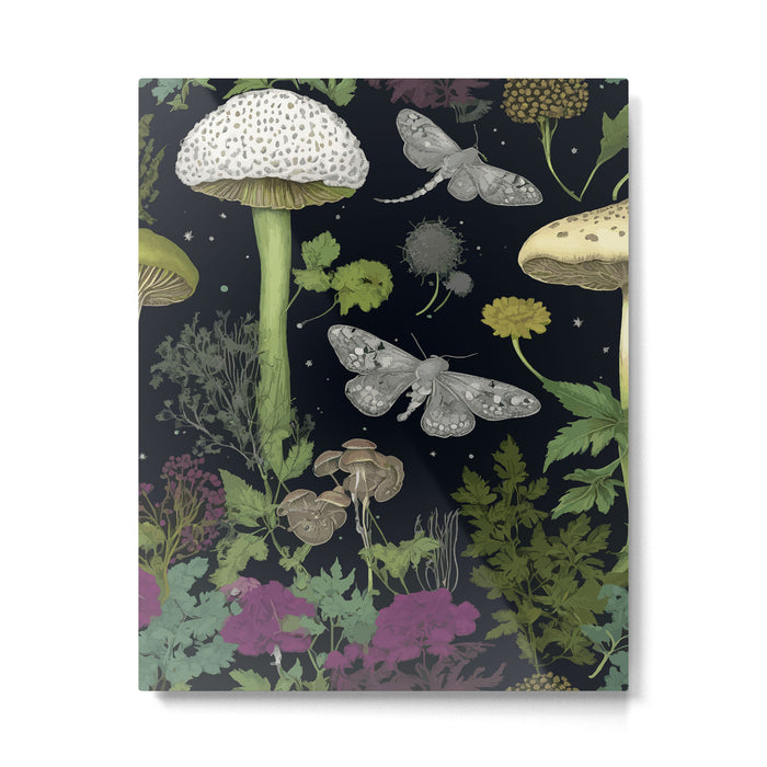 Mystery Night Garden with Moths Mushrooms and Hemlock Metal Print Gallery Image 1