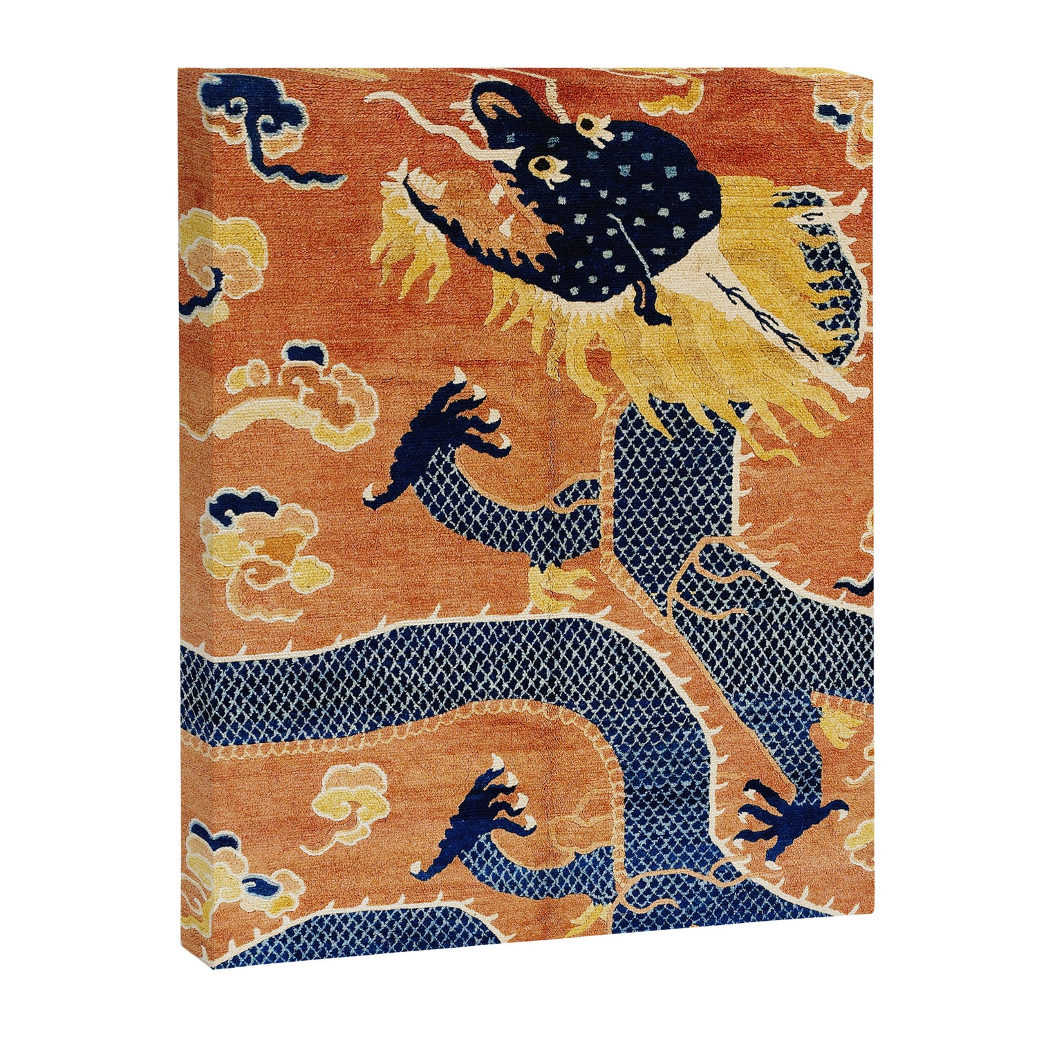 Ningxia Blue Dragon Chinese Pillar Antique Rug Print Canvas Print Gallery Image 3