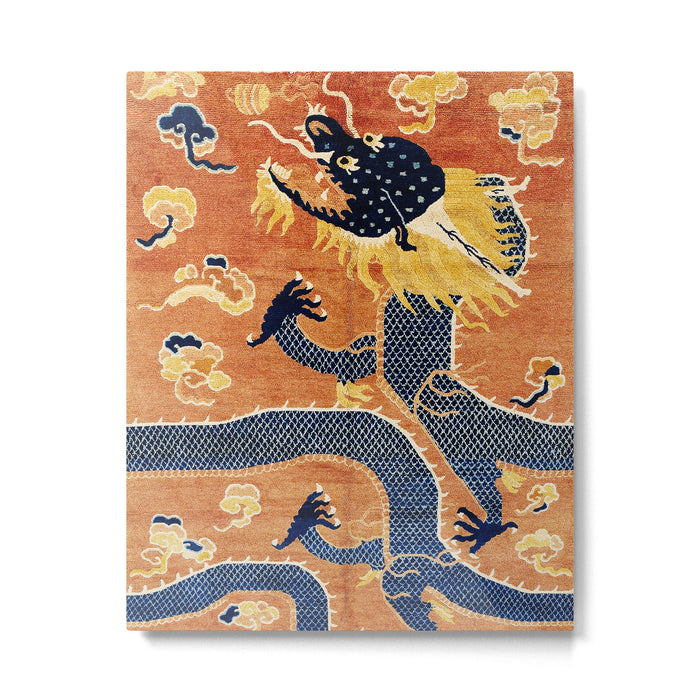 Ningxia Blue Dragon Chinese Pillar Antique Rug Print Metal Print Gallery Image 1