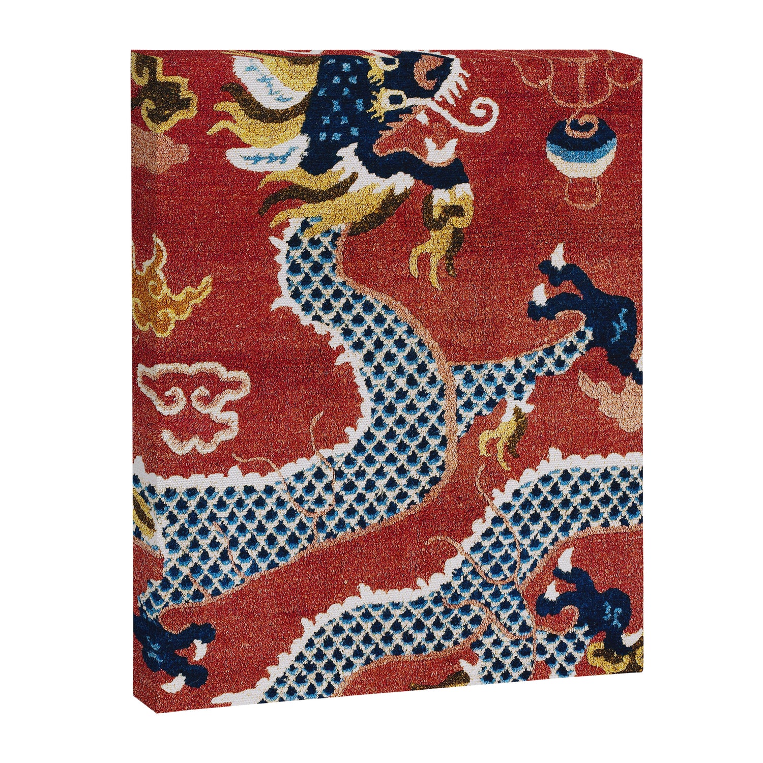 Ningxia Blue Dragon Red Background Rug Print Canvas Print Gallery Image 3