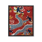 Ningxia Blue Dragon Red Background Rug Print Framed Canvas Print Gallery Image 3