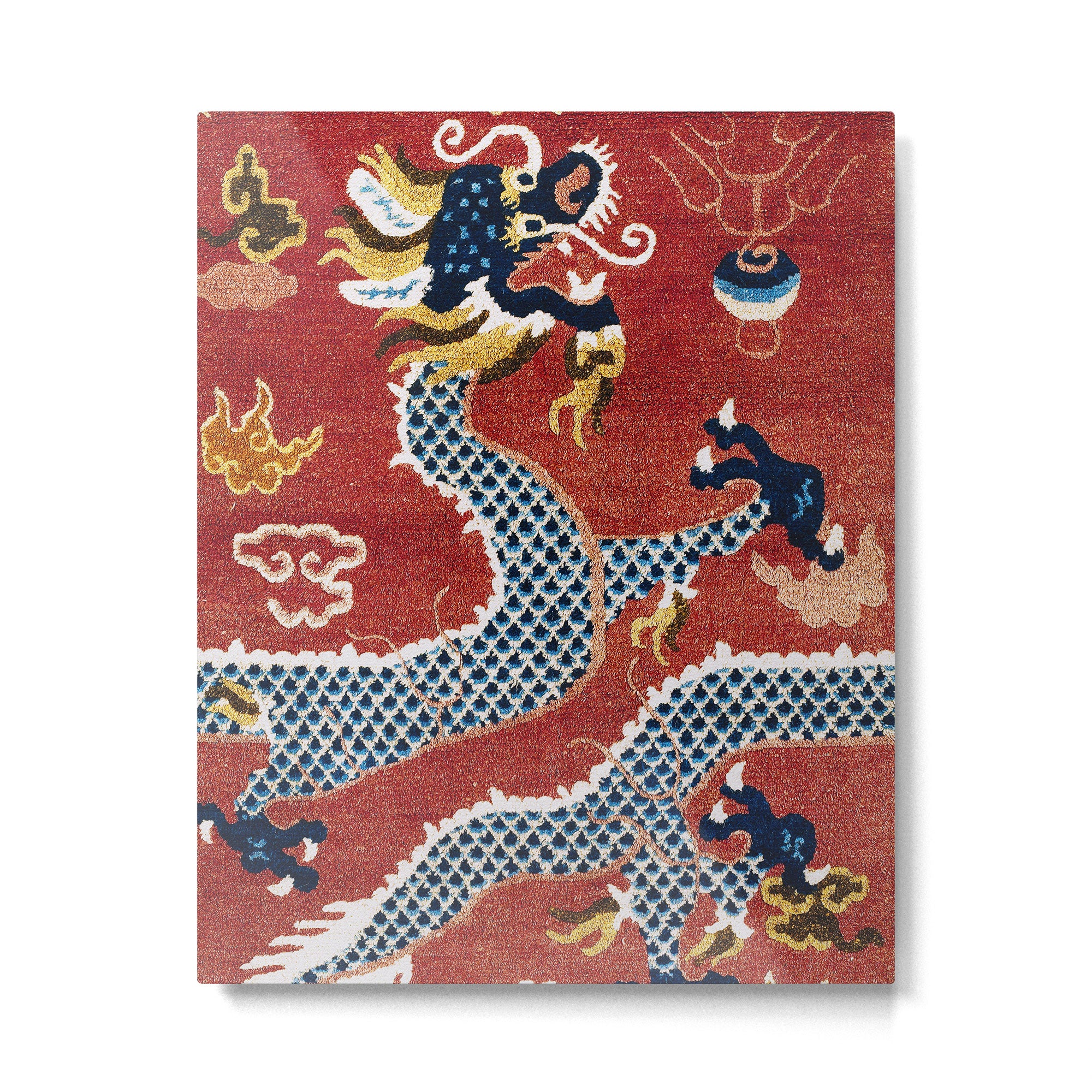 Ningxia Blue Dragon Red Background Rug Print Metal Print Gallery Image 6