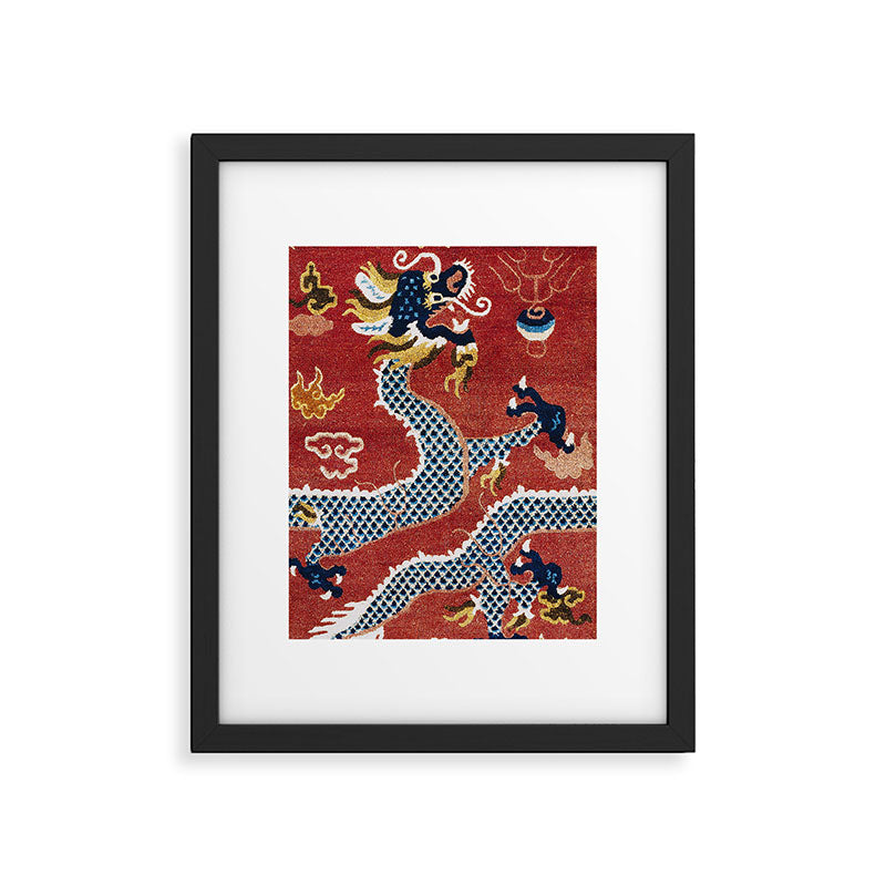 Ningxia Blue Dragon Red Background Rug Print Framed Art Print Gallery Image 6