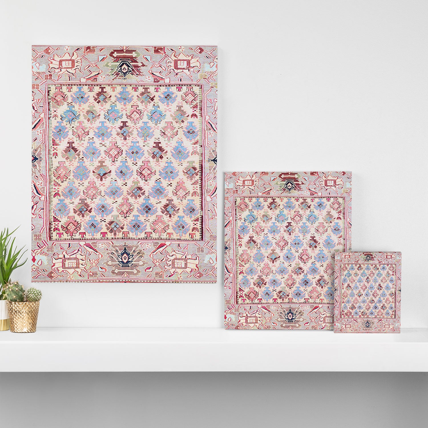 North Indian Dhurrie Kilim Print Canvas Print Gallery Image 3
