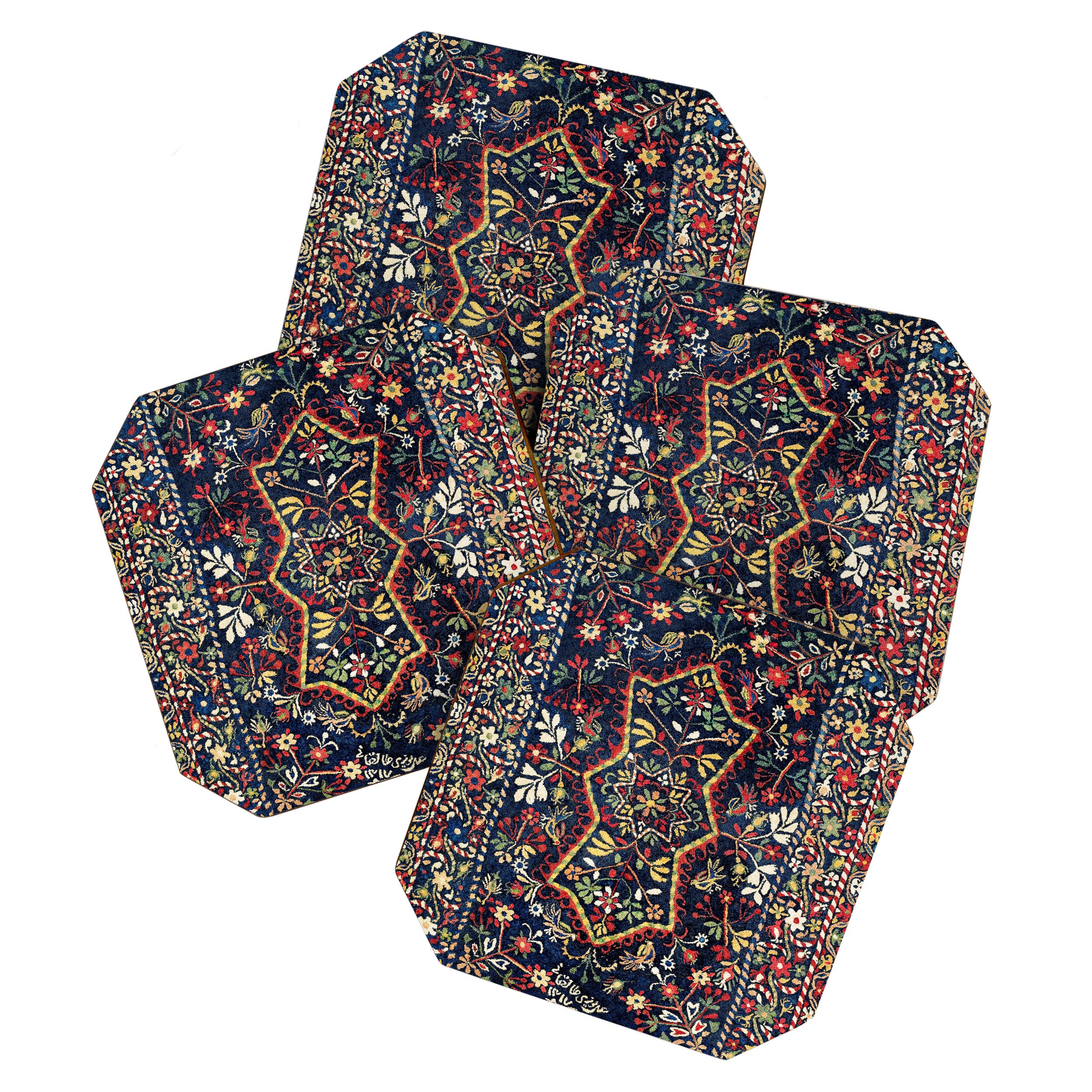 North Indian Floral Rug Print Coaster Gallery Image 1