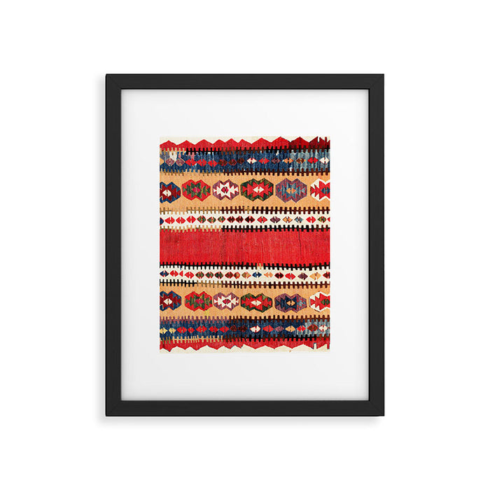 Obruk  Antique Konya Turkish Kilim Print Framed Art Print Gallery Image 1
