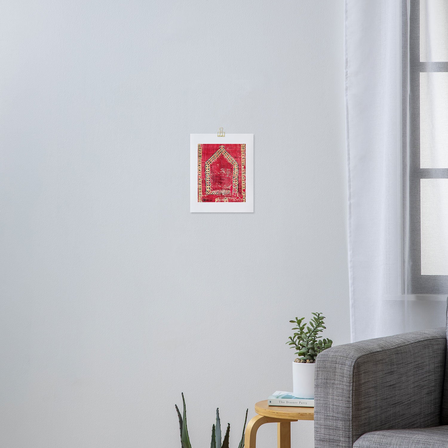Ottoman  Antique Ushak Turkish Niche Kilim Print Art Print Gallery Image 3