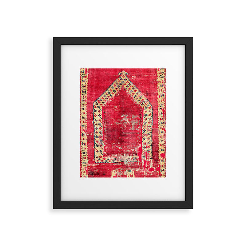 Ottoman  Antique Ushak Turkish Niche Kilim Print Framed Art Print Gallery Image 4