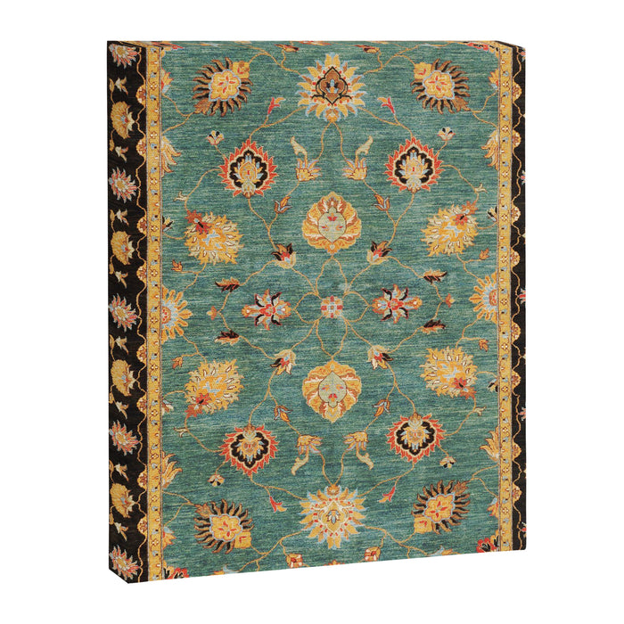 Oushak  Antique Gold Teal Turkish Rug Print Canvas Print Gallery Image 1