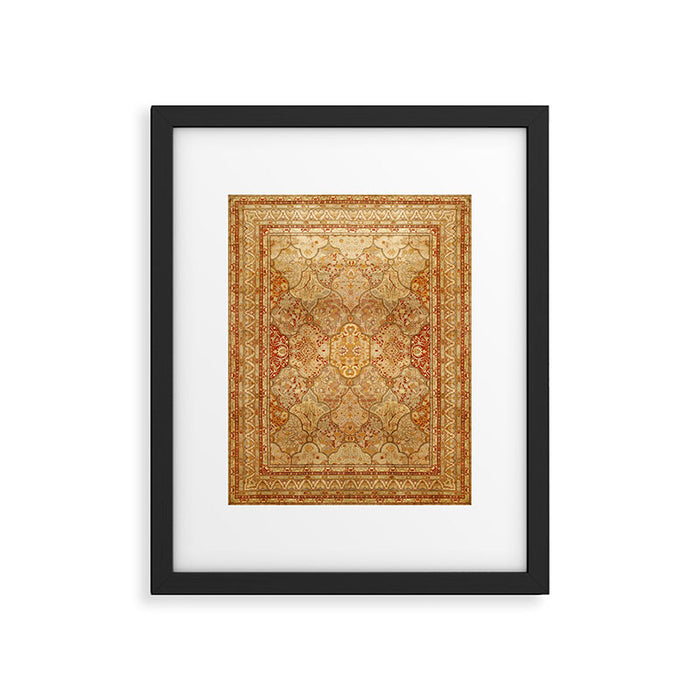 Oversized Antique Turkish Oushak Rug Print Framed Art Print Gallery Image 1