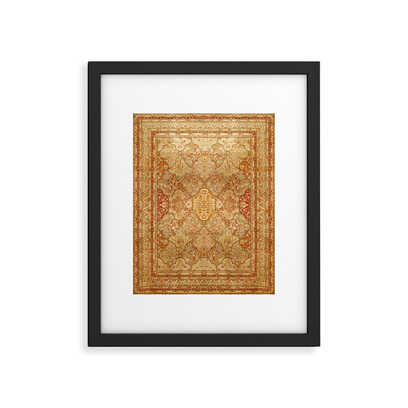 Oversized Antique Turkish Oushak Rug Print Framed Art Print Gallery Image 4