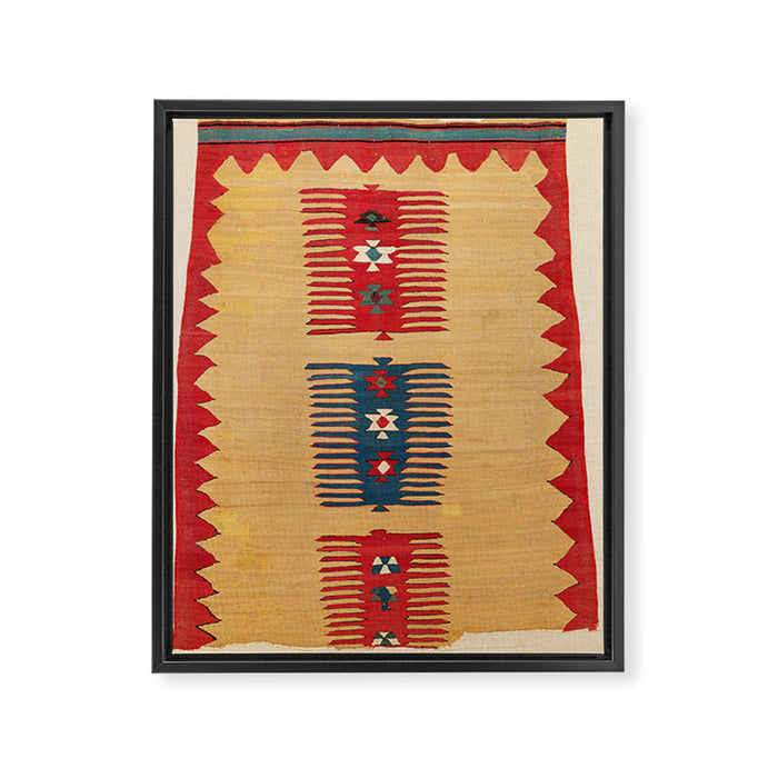 Parmakli Kütahya West Anatolian Kilim Print Framed Canvas Print Gallery Image 1