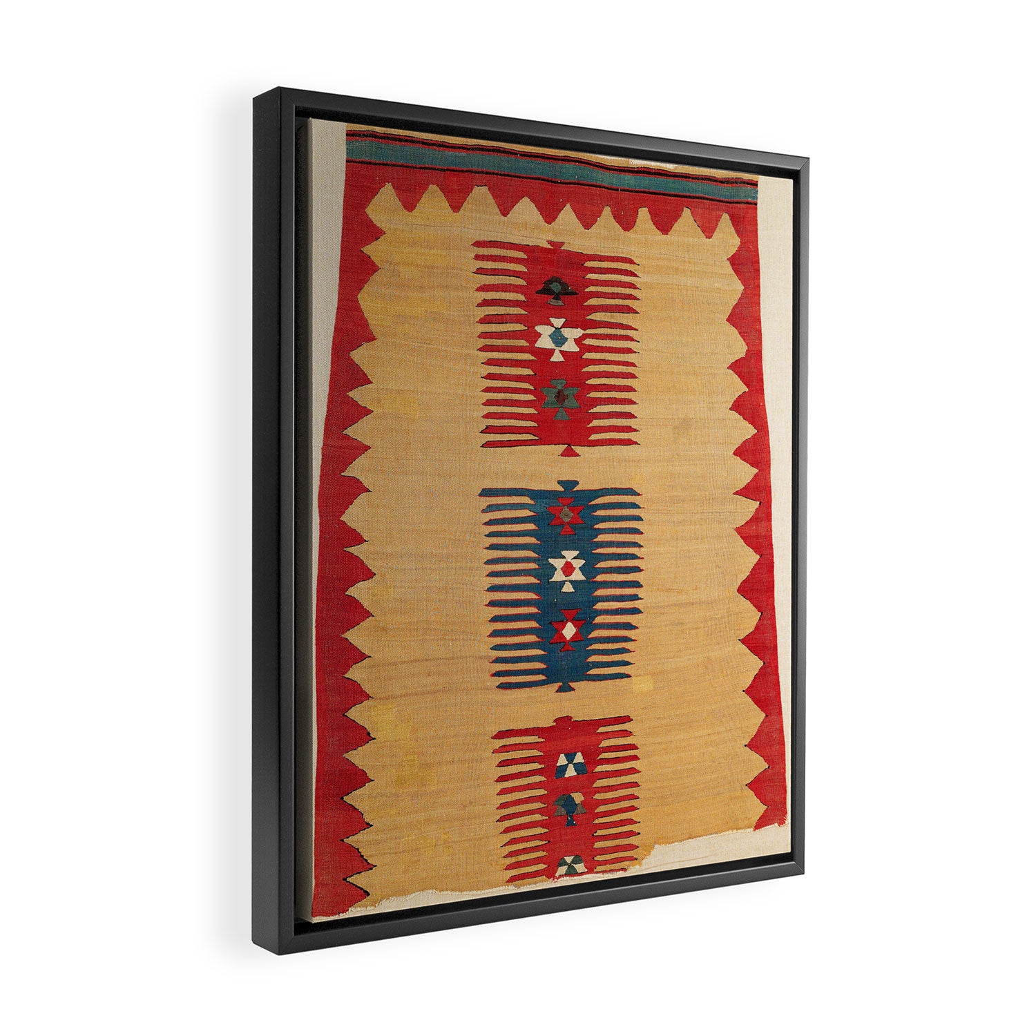 Parmakli Kütahya West Anatolian Kilim Print Framed Canvas Print Gallery Image 2