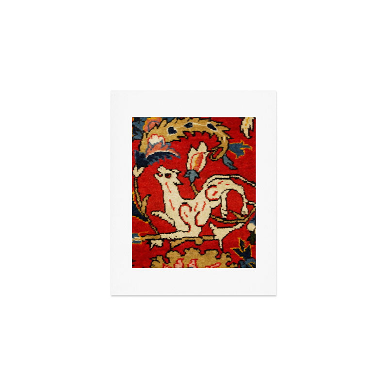 Persian Floral Animal Rug Print Art Print Gallery Image 1