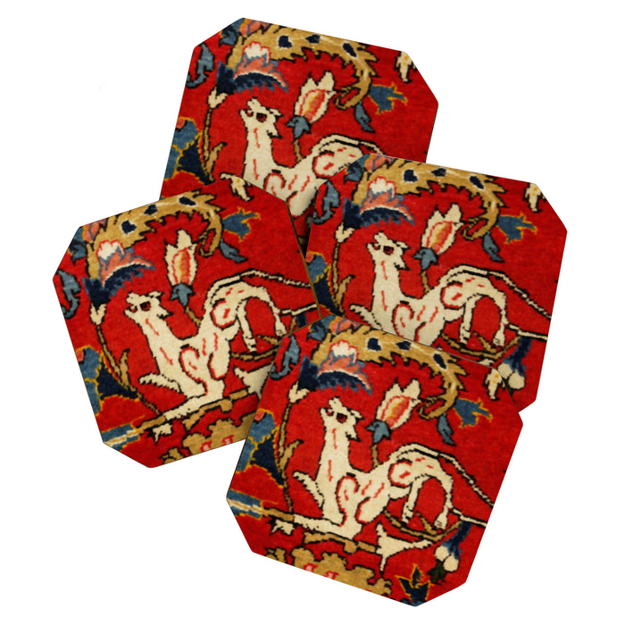 Persian Floral Animal Rug Print Coaster Gallery Image 1