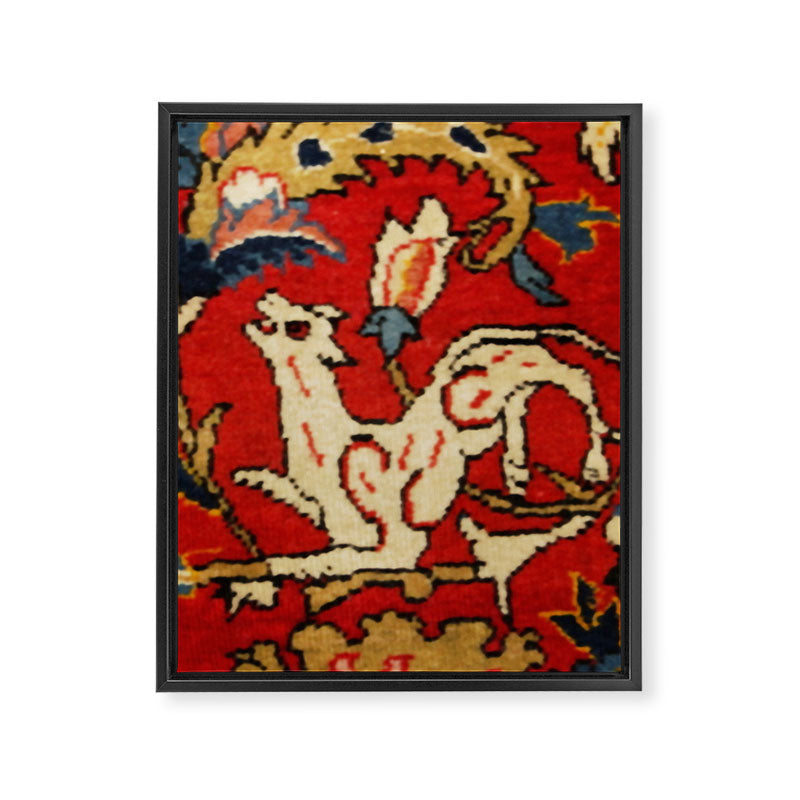 Persian Floral Animal Rug Print Framed Canvas Print Gallery Image 3