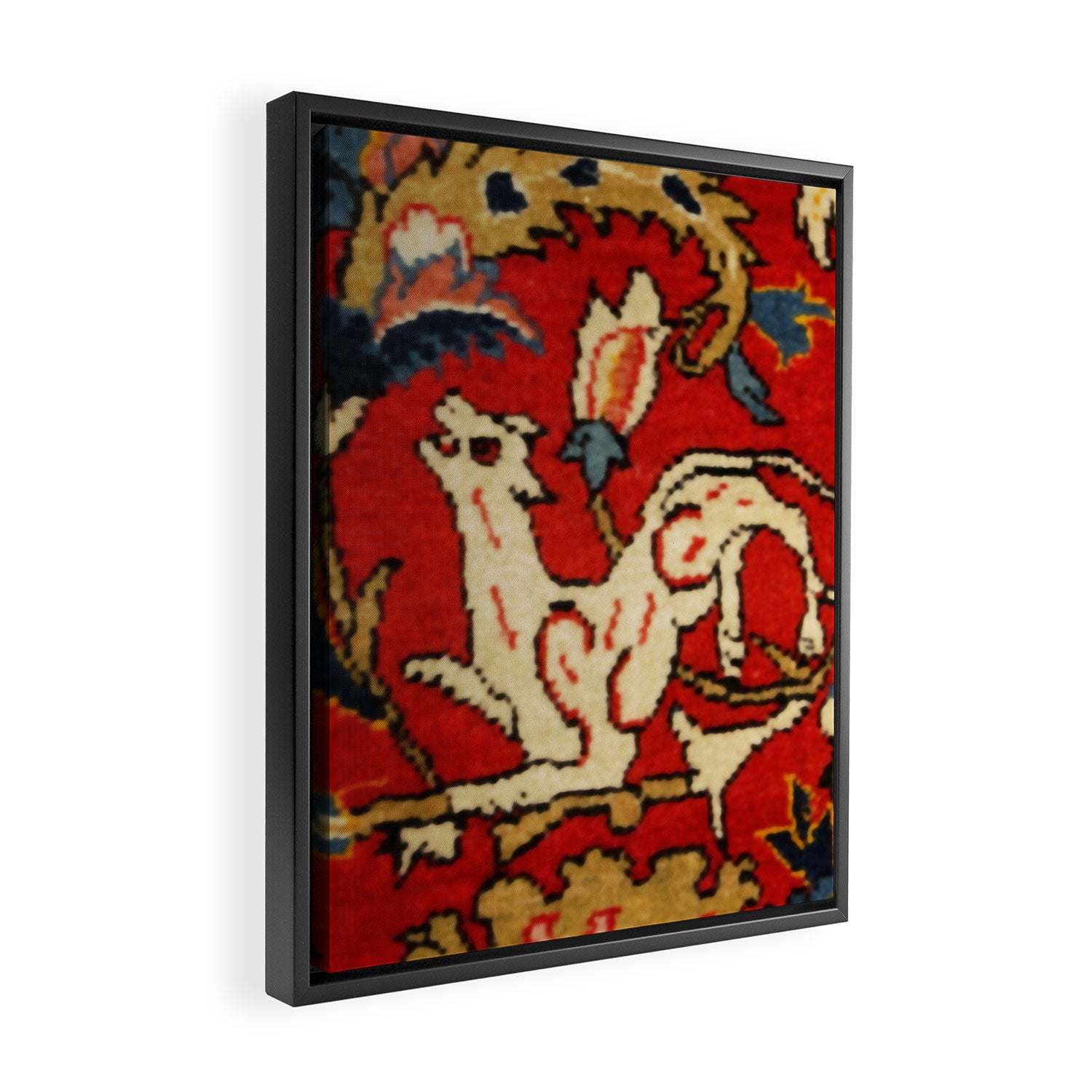 Persian Floral Animal Rug Print Framed Canvas Print Gallery Image 2