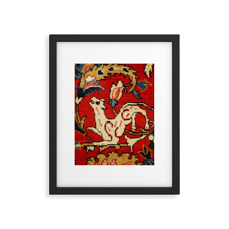Persian Floral Animal Rug Print Framed Art Print Gallery Image 4
