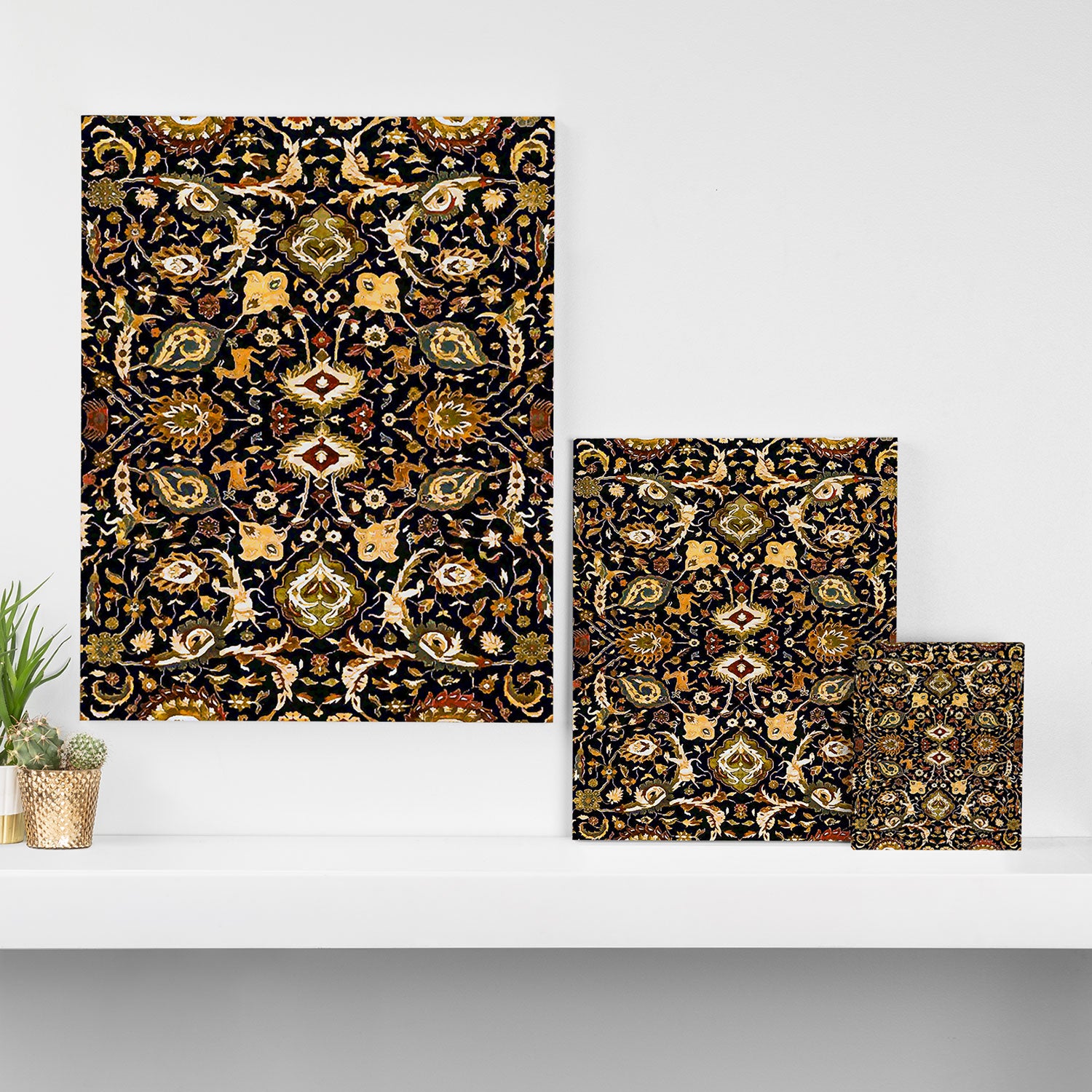Persian Floral Rug With Animals Canvas Print Gallery Image 3